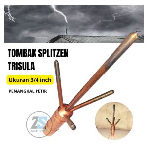 Penangkal Anti Petir Trisula Untuk Rumah Tombak Splitzen 3/4 Inch 32 cm