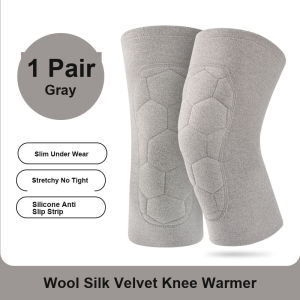 Thermal Knee Pads Wool Silk Thickened for Autumn Winter Dralon Heat Generating Seamless Elastic Knee Support for Men Women