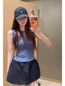 YUEZHONGWEI | Bộ Áo Gile Xanh và Chân Váy Ngắn 2 Món
