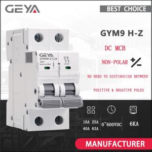 GEYA Non-polar DC MCB 12V 24V 48V 60V 110V~600V Solar PV Circuit Breaker Battery Protect Positive Negative Short Circuit