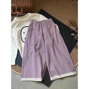 Korean Fashion Lace Splicing Loose Wide-leg Pants