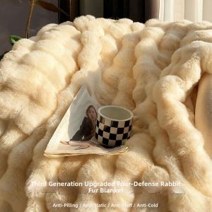 Luxurious Rabbit Fur Soft Long Fleece Blanket