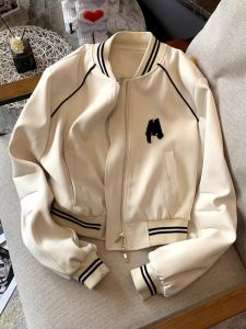 Casual Vintage Baseball Jacket 2024 Autumn New Design Trendy Loose Versatile Open Cardigan Short Outerwear Women