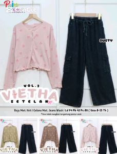 COD Setelan Atasan Blus Knit Dan Celana Jeans Anak Remaja Perempuan Usia 8-15T Viethaa Vol2 Set