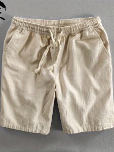 New Cotton Linen Shorts Breathable Summer Casual Loose Mens Workwear 5-Point Linen Pants Quick Dry Straight Leg Trousers