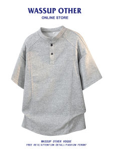 Henry Neck Contrast Stitch Summer Mens T-Shirt