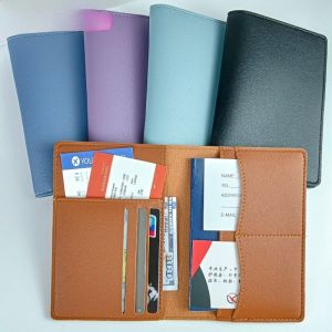 Multi-Function PU Leather Passport Holder Protection Set Customizable Logo Boarding Gift with Multiple Card Slots Leather Cover