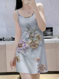 Váy Mùa Hè in Họa Tiết Bằng Lụa Băng Cao Cấp Cho Nữ Váy Midi Không Tay Váy Dự Tiệc Sinh Nhật Váy Dự Tiệc