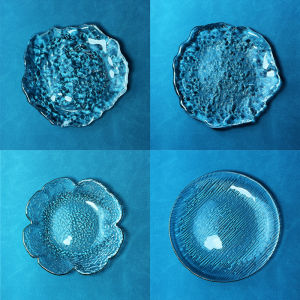 Japanese Style Handmade Glass Small Plate Gold Rim Hammered Pattern Transparent Snack Fruit Dessert Plate Lead-Free Crystal Glass