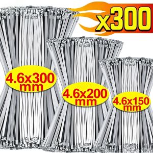 【Local Stock】300Pcs Stainless Steel Self-Locking Cable Ties Multi-Purpose Heavy Duty Fastening Ring Straps