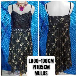 OL DRESS GAUN PESTA SEQUIN BORDIR HITAM 309