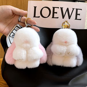 Genuine Mini Rabbit Pendant Internet Celebrity Cute Doll Rex Rabbit Fur Bag Hanging Plush Car Keychain
