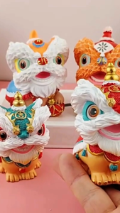 สิงโตคู่ สิงห์โตคู่มงคล เชิดสิงห์โตคู่ รูปปั้นสัตว์ ของตกแต่ง ของตั้งโต๊ะ หน้ารถ ฮุ่ยเจียกัง งานเซรามิก ราคาต่อคู่