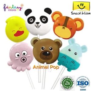 (HALAL) Snack21 Fantasy Animal Pop Lollipop Candy - No Artificial Sweeteners - R026-Panda (W:6.0cm x H:6.0cm)
