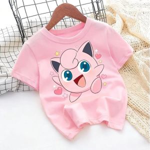 Bandai | Pokémon Jigglypuff Print 100% Cotton T-shirt 2026 Summer Loose Y2K Sport Top for Kids Travel Daily Wear