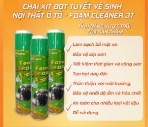 CHAI XỊT BỌT TUYẾT VỆ SINH NỘI THẤT Ô TÔ 3T (FOAM CLEANE Multi -Purpose )650ml