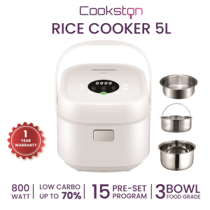 Cookston Rice Cooker Low Carbo Low Sugar 5L With Handle - Rice Cooker Low Carbo Stainless 304