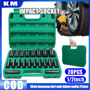 Kunci Impact Komplit 20Pcs 1/2 Inch 8-32MM Extension Impact Socket