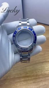 44mm Blue Watch Bezel Case Strap Fit 32mm Dial For GS Grand GMT NH34 NH35 NH36 4R35 Automatic Movement Sapphire Mod Parts