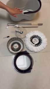 ไม้ถูพื้นปั่น ไม้ถูพื้นถังปั่น ม๊อบพร้อมถัง ถังปั่นสแตนเลส SpinMop ที่ถูพื้น 360 องศา-175