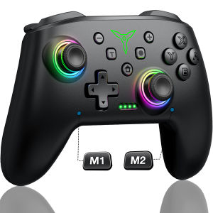 Dinofire Wireless Bluetooth RGB Controller for Nintendo Switch/Switch OLED/Lite Mobile Wired PC Gamepad Multi-Function Joystick