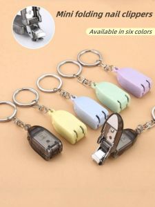 Mini Cute Keychain Nail Clippers Portable Foldable Fingernail Clippers Small Manicure Tools for Home Use Assorted Col