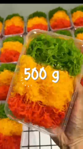 ขนมฝอยทองสด 3 สี ทองไข่ ทองเตย ทองสตรอเบอรี่ 500 กรัม ใส่กล่องพร้อมทาน สูตรโบราณจากเพชรบุรี เส้นสวย สีสวย หวานน้อย ไม่คาวไข่ ทำวันต่อวัน