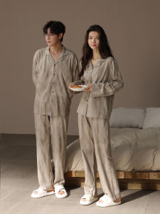 Bộ Đồ Ngủ Cotton Nguyên Chất Cho Cặp Đôi Mùa Xuân Thu Dài Tay Quần Dài Cao Cấp Giản Dị Thoải Mái Mặc Ở Nhà