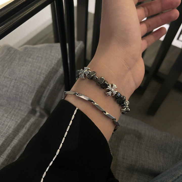 Chrome Hearts cross Y2K Splicing beaded chain Bracelet