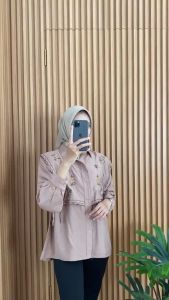 Atasan Wanita Kemeja Bordir Lengan Panjang Polo Linen Kinara