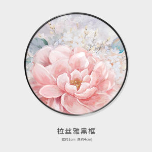 Round Peony Handmade Painting Modern Simple Hallway Decorative Painting New Chinese Flower Living Room Bedroom and Dining Room Paintings