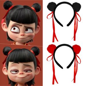 Nezha Headgear Cosplay 2025 Movie Ne Zha 2 Costume Accessories Plush Hair Band Hair Accessories Gift