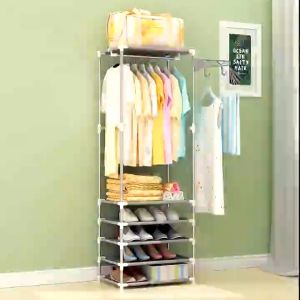 Standing Hanger Portable Gantung Baju Penyimpanan Serbaguna Lemari Pakaian Tanpa Kain