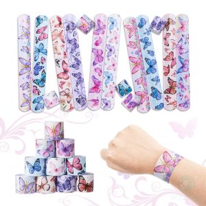 10pcs/set Butterfly Slap Bracelet Wrist Band for Kids Birthday Party Decorations Supplies