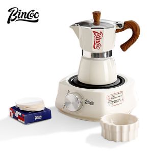 Bincoo Moka Pot Coffee Pot Single Valve Small Extraction Coffee Machine Grinder Electric Stove Set 3/6 people