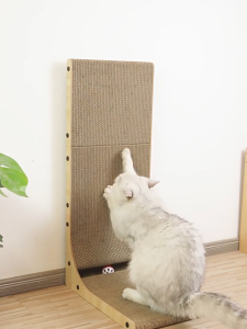 Cat Tunnel House with Cat Scratcher and Play Pom Pom Interactive Cat Scratching House for Indoor Cats Cardboard Cat Scratching Pad