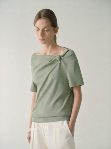 INSIS FEMME | Simplicity Art Twisted Square Neck Loose Cotton T-Shirt