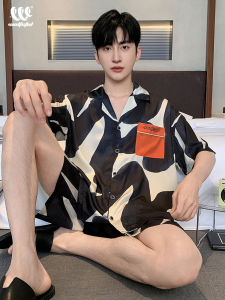 Bộ Quần Áo Nam Mùa Hè Nhẹ Ice Lụa Tay Ngắn Đồ Ngủ Bộ Quần Áo Gia Đình Sang Trọng Giải Trí Quần Vải Thoải Mái Thoáng Khí