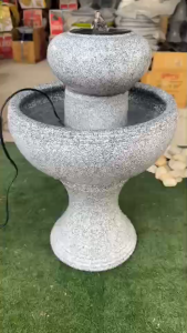 A1041ชุดน้ำล้นหัวแบน(สีหินอ่อน)น้ำล้นแต่งสวน น้ำล้นฮวงจุ้ยแต่งบ้าน