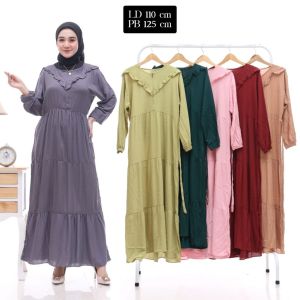 Midi Dres Polos Rayon Premium Busui Nyaman Adem