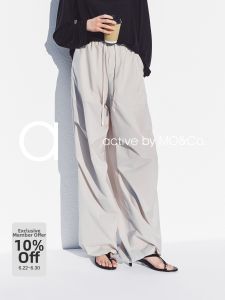 MO&Co. | Parachute Pants with Spliced Waist Design Trousers