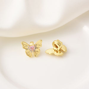 High-Quality Copper Plated 18K Gold Butterfly Spacer Beads Handmade DIY Pearl Crystal Bracelet Material Fresh out New Fashion Jewelry Accessories