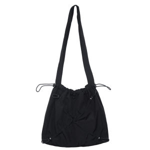 Leacat กระเป๋าผ้าไนลอนสำหรับพักผ่อน กระเป๋าคาดไหล่ข้างเดียวแบบมีเชือกรูด เทรนด์แฟชั่นสำหรับผู้หญิง กระเป๋าถือแบบถือได้ขนาดใหญ่สำหรับพักผ่อน