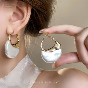 Baroque Pearl Large Gold Earrings Unique Beautiful Exaggerated Retro Dangle Hoop Earring Women Fashion Jewelry Accessories