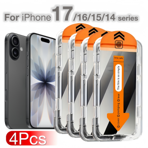 4Pcs For iPhone 17 16e 16 15 14 13 12 11 Pro Max XS XR Privacy Screen Protector 4K High Definition Tempered Glass Waterproof