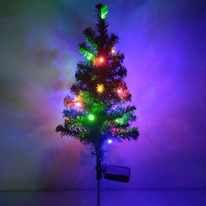 Solar RGB Christmas Tree Decoration Lights New Year Outdoor Garden Courtyard Atmosphere LED Plug-in Lights Xmas Decor