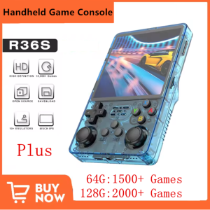 R36S Retro Handheld Video Game Console Linux System 3.5-inch IPS Screen Portable Handheld Video Player 64GB 15000 Games