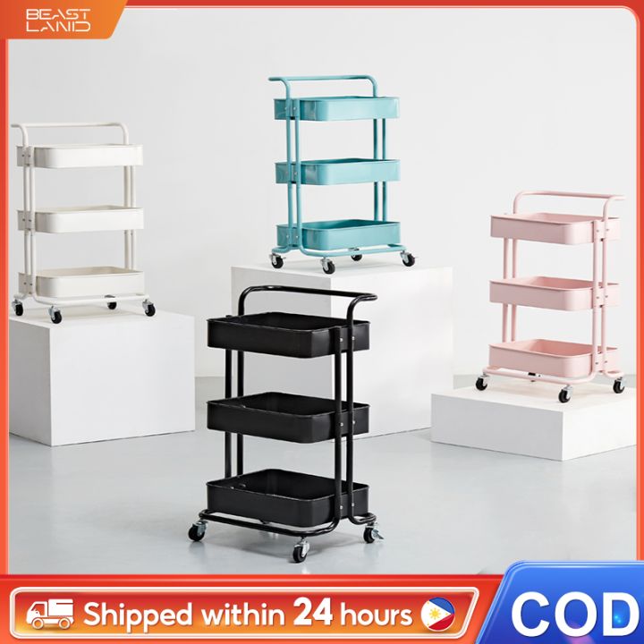 3/4Tier Trolley Kitchen Utility Cart Shelf Metal Storage Rack Baby