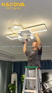 Quạt ốp chữ nhật HAPOVA 2869 Màu Vàng hiện đại trang trí nhà cửa