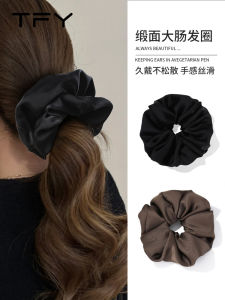 Elegant Black Satin Hair Ties for Women Stretchy Non-Tightening Hair Bands Fashionable Hair Accessories Stylish Head Ropes